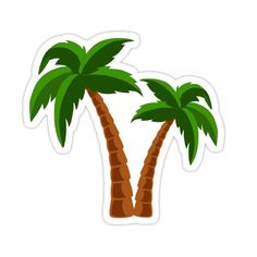 two palm trees with green leaves sticker