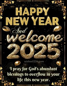 a happy new year and welcome 2055 message with gold lettering on a black background