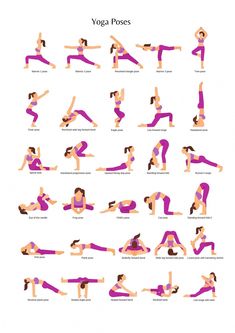 a woman doing yoga poses in different positions