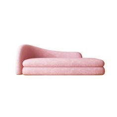 a pink couch sitting on top of a white floor