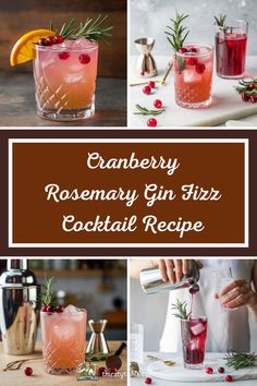 cranberry rosemary gin fizz cocktail recipe