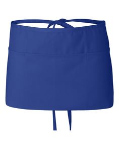 a women's blue skirt with ties on the front and side, showing the waist