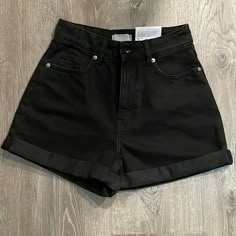 H&M Black Jean Shorts. Mom Fit. High Waist. Nwt Cute High Waisted Shorts, Black Shorts Aesthetic, H&m Black Bottoms For Summer, Trendy High Rise H&m Shorts, Trendy Black Bottoms From H&m, Trendy Black Bottoms By H&m, H&m Relaxed Fit Bottoms, Trendy Black H&m Bottoms, Trendy H&m Jean Shorts