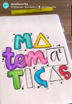 an open notebook with the words'ma tema tica'written in it