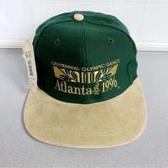 Vintage Atlanta 1996 Olympics Snapback Hat Green, Centennial Games Rare New! New With Tags Green With Brown Suede Brim Please Use Pictures For Reference Shipped With Usps Please Contact Me With Any Questions, Thank You! 1996 Olympics, Bowl Hat, Chicago Bulls Snapback Hat, College Hats, Vintage Atlanta, Wyoming Cowboys, Fastpitch Softball, Game Accessories, Head Gear