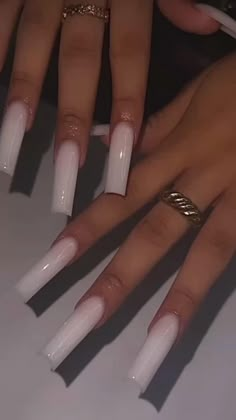 Dip Powder Nails Long Square, Long Acrylic Nails Square White, Simple Xl Nails, Classy Long Acrylic Nails, Nail Inspo Coffin Long, Nails Acrylic Square Long, Long Tapered Square Acrylic Nails