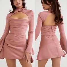 Beuaitufl Dress. Worn Only Once Pink Reception Dress, Bride To Be Dress, Satin Long Sleeve Dress, Draped Corset, Wedding Guest Formal, Dress Puff Sleeve, House Of Cb Dresses, Outfit Inspired, Modest Dresses Casual