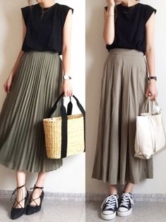 Mid Length Skirt Outfit, Korean Fashion Skirt, Post Pregnancy Fashion, Classy Skirts, Minimal Dress, Long Skirt Fashion, Tokyo Street Style, Fashion D, Tokyo Street