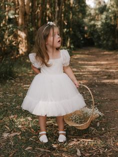 Bryony Flower, Flower Girl Dresses Toddler, Simple Flower Girl, Simple Flower Girl Dresses, Toddler Flower Girl Dress, Ivory Flower Girl Dress, Wedding April, Tulle Flower Girl Dress