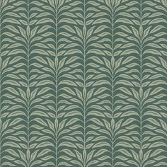 a green and white wallpaper pattern with leaves on the back ground, in shades of grey