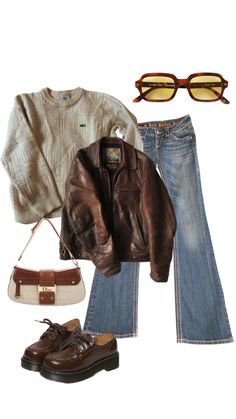 Outfit Ideas Aesthetic Vintage Grunge, Outfits No Background, Feminine 70s Fashion, Lani Ozark, Fall Accessories 2023, Jennifer Anniston Style 90s, Sf Winter Outfits, Dark 80s Fashion, Style Bundle Outfit