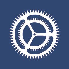 a white gear wheel on a dark blue background with the word,'gears'written below it