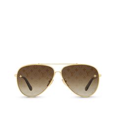 LOUIS VUITTON® - The Lv Pilot Sunglasses - Gradiant Brown Monogram Luxury Aviator Sunglasses With Mirrored Lenses, Luxury Polarized Aviator Sunglasses, Luxury Aviator Sunglasses With Uv Protection, Luxury Aviator Sunglasses, Lv Sunglasses, Elegant Monogram, Monogram Pattern, Pilot Sunglasses, Aviator Style