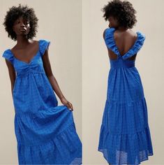 Questions? Leave A Comment Below! Spring Bohemian Royal Blue Dress, Casual Royal Blue Maxi Dress For Spring, Blue Zara Midi Dress For Casual Wear, Zara Summer Blue Midi Dress, Zara Blue Bohemian Dress, Blue Zara Casual Dress, Zara Blue Summer Dress, White Midi Wrap Dress, Zara Floral Print Dress