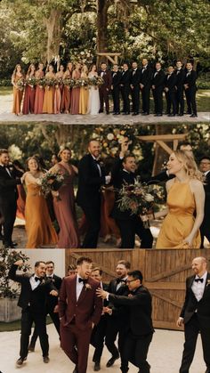 a collage of photos with people dressed up in formal wear and tuxedos