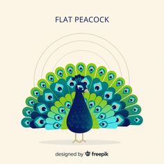 a blue and green peacock with the words flat peacock