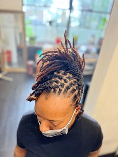 Retwist and Updo style – Kinky Kustomz Braided Loc Updo, Loc Updo, Locs Styles, Beautiful Locs, Natural Hair Regimen, Beautiful Dreadlocks, Faux Locs Hairstyles, Dreadlock Styles, Updo Styles