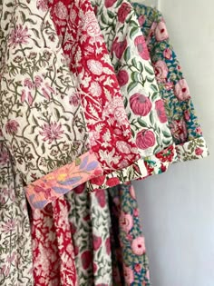 ‘Like a warm hug” our soft, cotton quilted dressing gowns are made from 100% cotton and block printed by hand by artisans in Jaipur, India.   Super cosy, but breathable too. Quilted Dressing Gown, Satya Yuga, Quilt Jackets, Japan Clothing, Quilt Dress, Luxury Quilts, Indian Products, Japan Outfit, Desi Fashion Casual