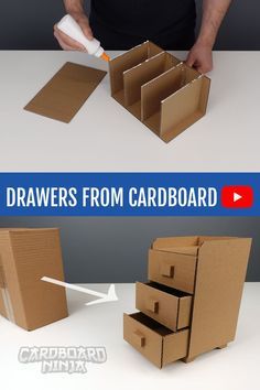 the cardboard drawers are open and ready to be put in