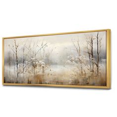 an abstract painting with trees in the background