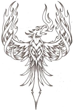 an eagle with flames on it's wings