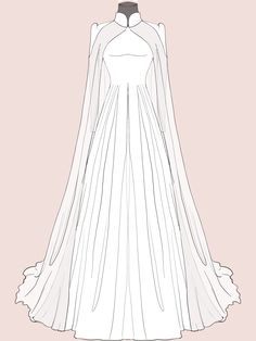 a line drawing of a wedding dress