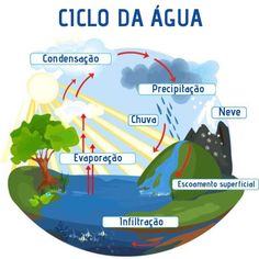 an image of the water cycle with all its major parts labeled in spanish and english