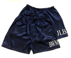 "Dear Customers, The price of this listing is for a SINGLE pair of shorts in regular sizes, XS-XL. There is additional cost for EMBROIDERY (initials, names, nick names, titles, dates, logos, images....). YOU CAN GET DISCOUNT FOR YOUR BULK ORDER. PLEASE LET ME KNOW YOUR QUANTITY. I do COMBINED shipping cost to save you the money. For more info on PAYMENT, SHIPPING, and RETURN please check my \"Shop Policies\" and feel free to ask if you have any questions. Thanks, May" Groomsmen Robes, Men Sleepwear, Bottoms Men, Mens Pjs, Satin Pajama Pants, Mens Lounge Pants, Pajamas Pants, Silky Pajamas, Short Satin