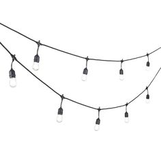 a string of light bulbs on a white background