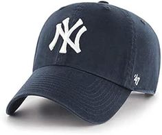 the new york yankees'47 clean - up cap is shown in navy blue and white