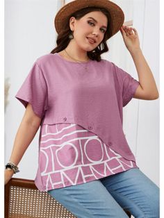 Plus Tee - graphictee.co Plus Size Tees, Female Shorts, Short Sleeve Shirt Women, Korean Fashion Trends, Trendy Prints, Stylish Plus, Women Sleeve, Korean Outfits, Plus Size Blouses