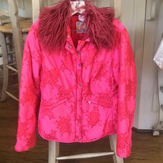 Stunning Hot Pink Jacket With Deep Pink Faux Fur Collar. This Jacket Is Definitely One-A-Kind. It’s Really Hard For Me To Part With It!! Hot Pink Jacket, Pink Faux Fur, Snow Jacket, Pink Jacket, Deep Pink, Faux Fur Collar, Fur Collar, Faux Fur, Hot Pink