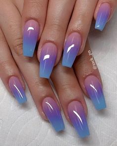 Ombre Nail Design, Ombre Nail Art Designs, Nagellack Trends, Long Nail Designs, Ombre Acrylic Nails, Colorful Nails, Purple Nail