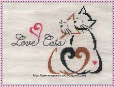 a cross stitched picture of a cat with the words love cats on it