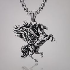 Retro Style Greek Mythology Pegasus Necklace. Size In Photos. Nwt Bundle To Save!!! Pegasus Necklace, Pegasus (mythology), Mens Fashion Jewelry, Horse Necklace, Silver Jewelry Fashion, Mens Accessories Jewelry, Necklace Size, Fashion Accessories Jewelry, Jewelry Silver