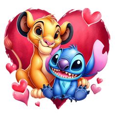 the lion and the mouse in front of a heart