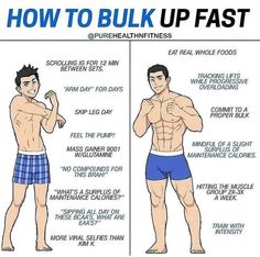 an image of how to bulk up fast with pictures and instructions on the front side