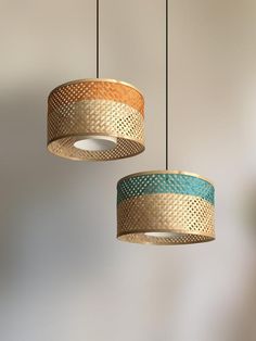 two circular lights hanging from the ceiling