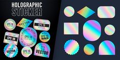 holographic stickers with different shapes and sizes