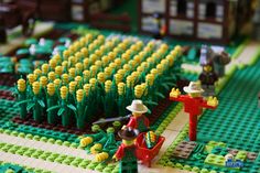 legos are arranged in the shape of a farm