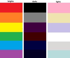 the color scheme for different colors