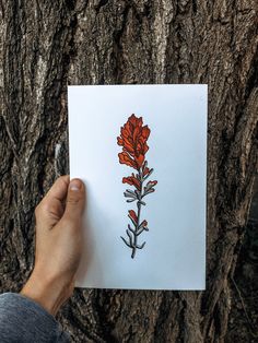 a person holding up a piece of paper with an orange flower on it