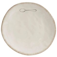 a white plate with a spoon drawn on it