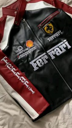 Leather Ferrari Jacket, Ferrari F1 Jacket, Ferrari Leather Jacket, F1 Jacket, Racing Leather Jacket, Ferrari Jacket, Japanese Clothes, Classy Suits, Ferrari F1