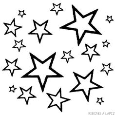 black and white drawing of stars