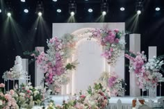 an image of a wedding stage setting with flowers