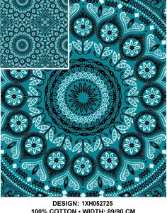 a blue and white circular design with an intricate pattern on the center, in two different colors