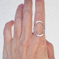 Large open oval silver ring, Hammered oval ring. Minimalist ring, Forefinger ring. Boho statement ring Silver Hammered Oval Ring, Oval Silver Hammered Ring, Hand Forged Oval Ring, Hammered Silver Ring, Conch Earring, Trendy Ring, Circle Ring, Oval Rings, Hammered Silver