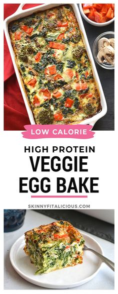 low calorie high protein veggie egg bake recipe on a plate