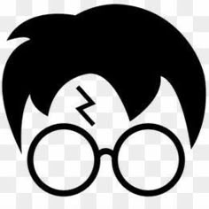 the harry potter logo with glasses and lightning bolt in it's hair, on a transparent